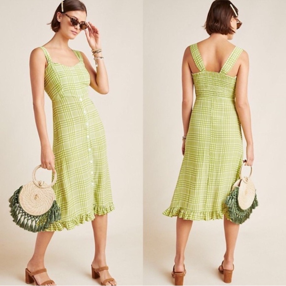 Faithful The Brand Yasmin Plaid Button‎ Midi Dress Medium